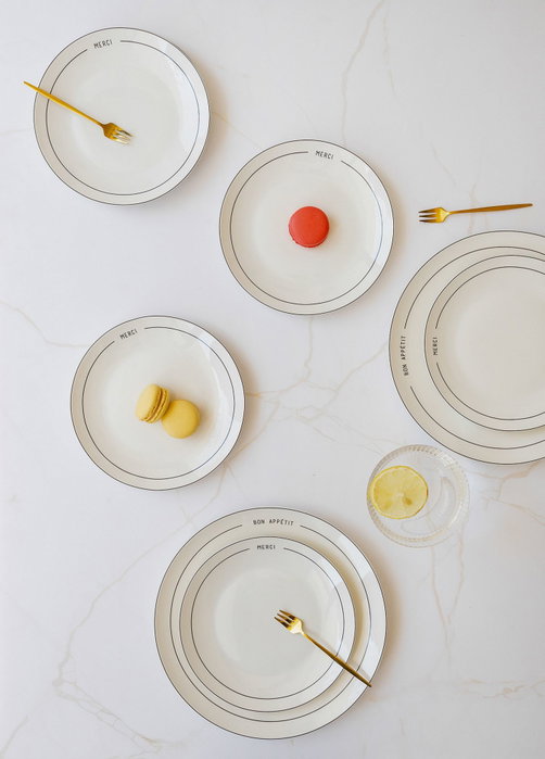 Hermia DNR0076 Juego de Platos de Servicio 6 Piezas Porcelana Blanca Apto Lavavajillas No Microondas Elegancia
